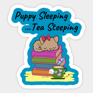 Puppy Sleeping, Tea Steeping Sticker